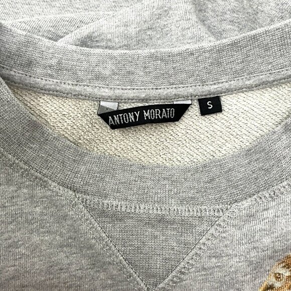 Antony Morato Surreal Rhapsody Sweatshirt Gray Jungle Cat Leopard Size S Unisex - Picture 6 of 8